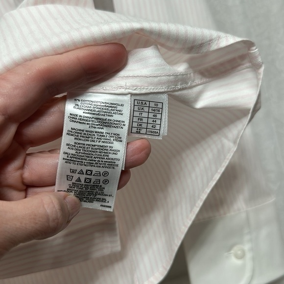 NWOT Brooks Brothers 10Fitted Non-Iron White collar& Cuffs pink stripe Item# 6B - Picture 4 of 7